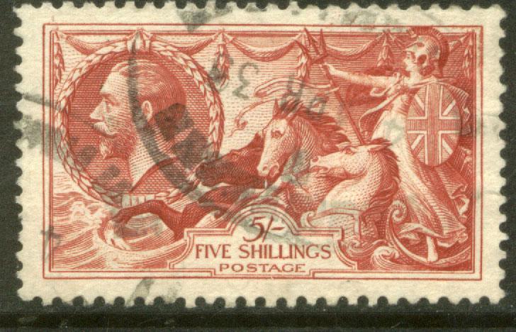 G.B. 180, 5sh Seahorse. Used. (48)