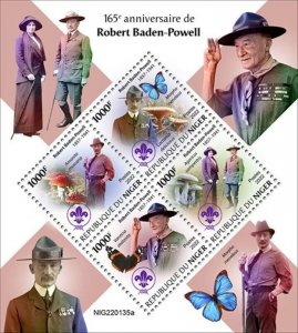 Niger - 2022 Robert Baden-Powell & Mushrooms - 4 Stamp Sheet - NIG220135a