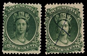 4316: Nova Scotia SG14 8½ Blue-Green. 1860. Sc#11 Mi8bx MM Mint & Used. C£71