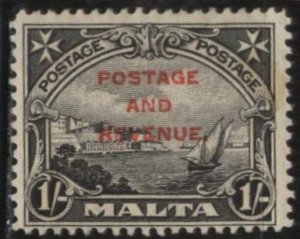 Malta 160 (mh) 1sh Valletta Harbor, black, ovptd (1926)