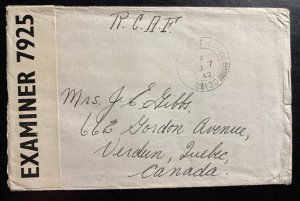 1942 Canadian RCAF Overseas Field Post 130 Cover To Verdun Canada