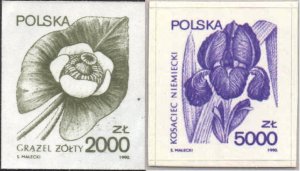 Poland 1990 MNH Stamps Scott 2978-2979 Medical Plants Flowers Iris Nuphar