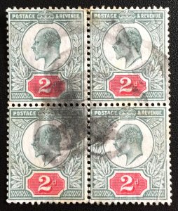 GB 1911-12 KEVII 2d Block of 4V Used SG292 GB3984