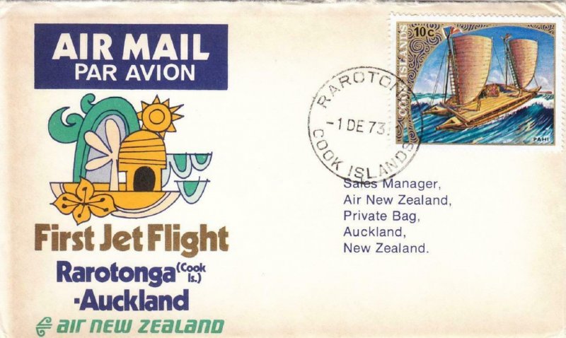 1973, 1st Flt. Air New Zealand, Rarotonga, Cook Island, See Remark (40370)