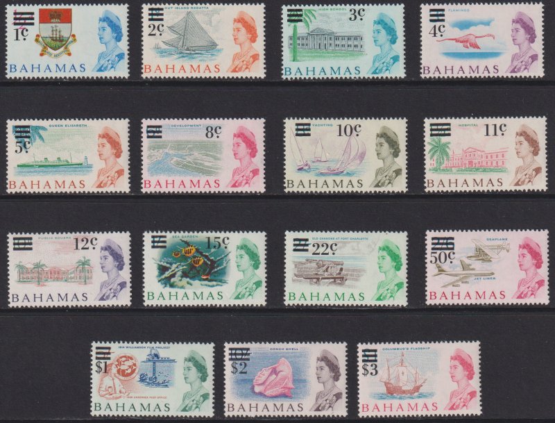 1966 Bahamas Queen Elizabeth portrait surcharge set MNH Sc# 230 / 244  $24.65 #2