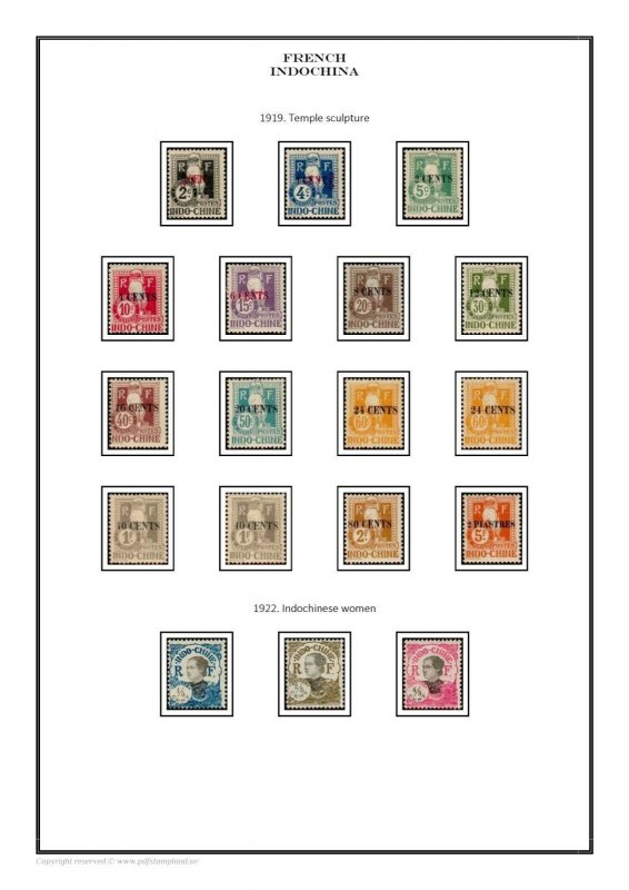 French Indochina 1889-1949 PDF (DIGITAL)  STAMP ALBUM PAGES