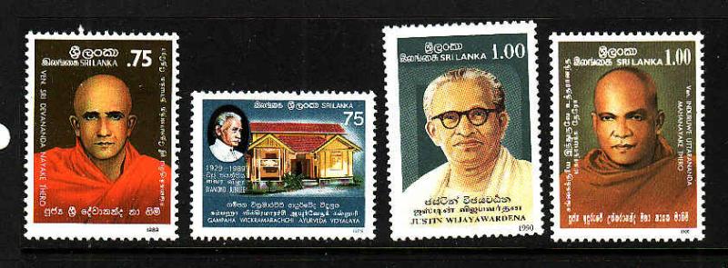 D4-Sri Lanka-Sc#940,945,952,954-unused NH singles-1989-1990-