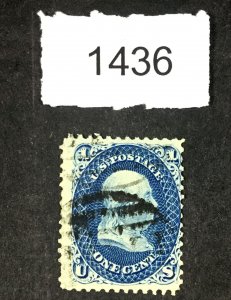 MOMEN: US STAMPS #63b DARK BLUE USED   LOT #1436