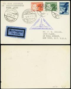 1931 Graf Zeppelin Austria to USA New York Card - Stuart Katz