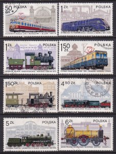 Poland 1978 Sc 2251-8 Coal Train Electric Locomotive Station Stamp CTO