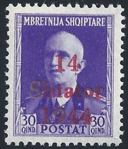 1943 Albania Occ. German, n. 8h MNH/** VARIETY#039; SIGNATURE E.Diena