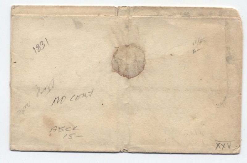 1830s New Castle PA manucript stampless cover to Brooklyn CT [6028.114]