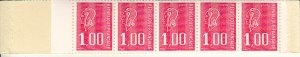 France 1976 MNH Sc 1496a YT 1892-C 1 Booklet of 5 1fr Marianne - purple cover