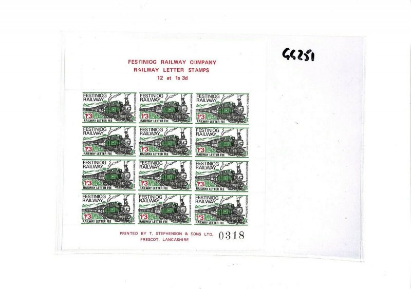 GB WALES Railway Stamps Block of 12 Festiniog Railway{samwells} GG251