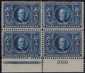 #326 Mint OG, VF, Plate number block of 4, imprint, 2 OG, 2 NH (CV $625) (CV ...