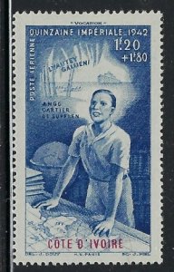 Ivory Coast CB4 MHR 1942 issue; small hinge remnant (an7491)