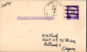 Guam 3c Statue of Liberty Postal Card 1961 Agana, Guam, Inarajan Rur. Sta. to...