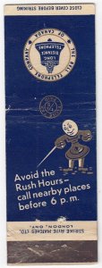 Canada Revenue 1/5¢ Excise Tax Matchbook THE BELL TELEPHONE COMPANY