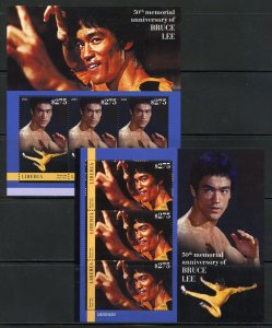 LIBERIA  2023 50th MEMORIAL OF BRUCE LEE SET OF 2 SOUV/SHEET  MINT NEVER HINGED