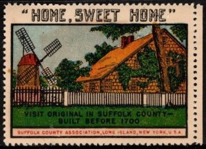 1939 US Poster Stamp Visit Suffolk County Long Island NY Home Sweet Home