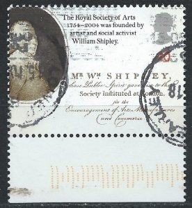 Great Britain 2004 - 40p William Shipley, Royal Society of Arts - SG2474 used