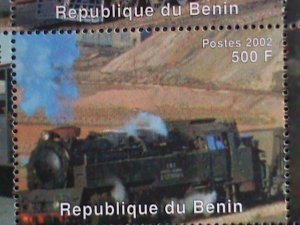 ​BENIN-STAMP-2002 CLASSIC TRAINS CTO- MNH STAMP SHEET RARE