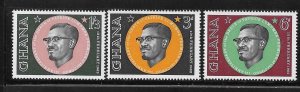 Ghana 1962 Patrice Lumumba premier of Congo Sc 118-120 MNH A2478