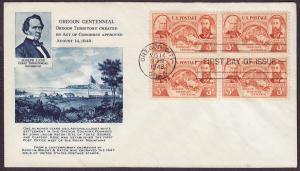  964 Oregon Territory block cacheted FDC