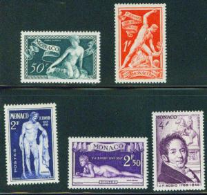 MONACO Scott 209-213 1948 MH* Bosio Sculpture set CV$8.70