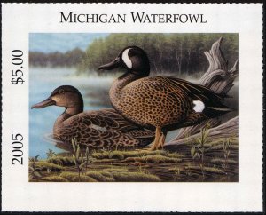 MICHIGAN #30 2005 STATE DUCK STAMP BLUE WINGED TEAL  by Christopher Smith