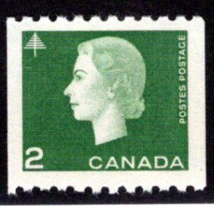 406, Scott, 2c green, VF, MNHOG, Cameo Issue, Coil, Canada Postage Stamp