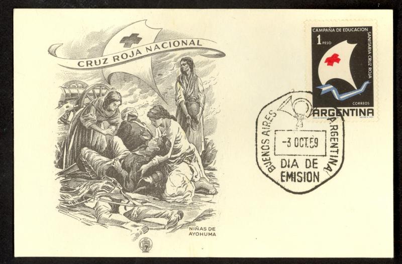 ARGENTINA 1959 RED CROSS Issue on Cachet FDOI Card Sc 706