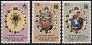 Falkland Islands Dependencies 1L59-1L61 (mnh set of 3) Royal wedding (1981)