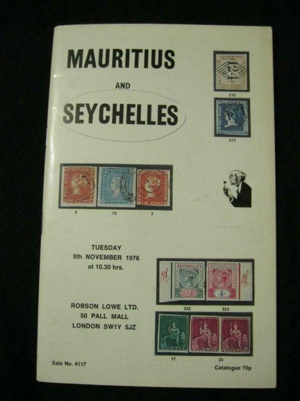 ROBSON LOWE AUCTION CATALOGUE 1976 MAURITIUS AND SEYCHELLES