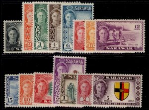 SARAWAK GVI SG171-185, 1950 complete set, NH MINT. Cat £140.