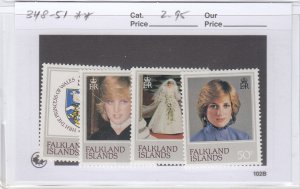 Falkland Islands 348-51 Princess Diana mnh