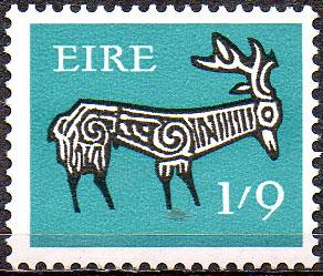 IRELAND 1969 1/9 black and light turquoise-blue