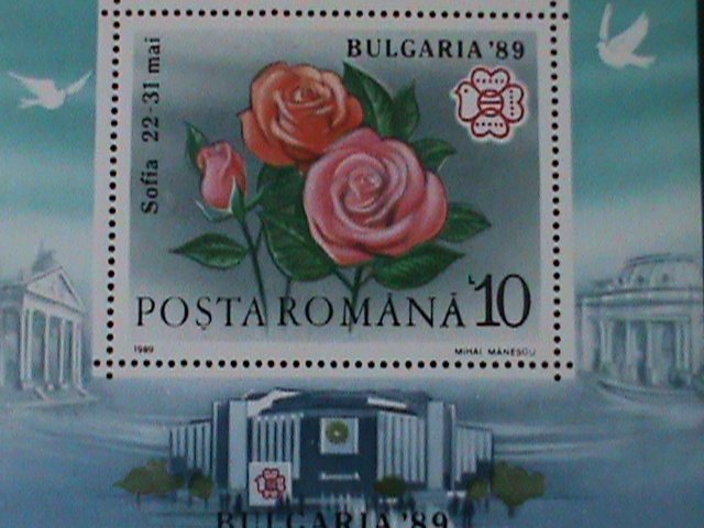 ​ROMANIA--SC#3571-BULGARIA'89-SOFIA-WORLD STAMPS SHOW-LOVELY ROSES MNH -S/S