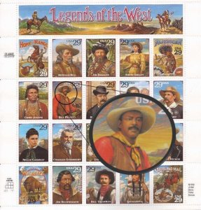 2870 Sheet of 20 MNH XF - Legends of the West w/Bill Pickett Error*