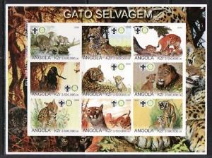 Angola, 2000 Cinderella issue. Wild Cats, Horizontal IMPERF sheet. Scout Logo.