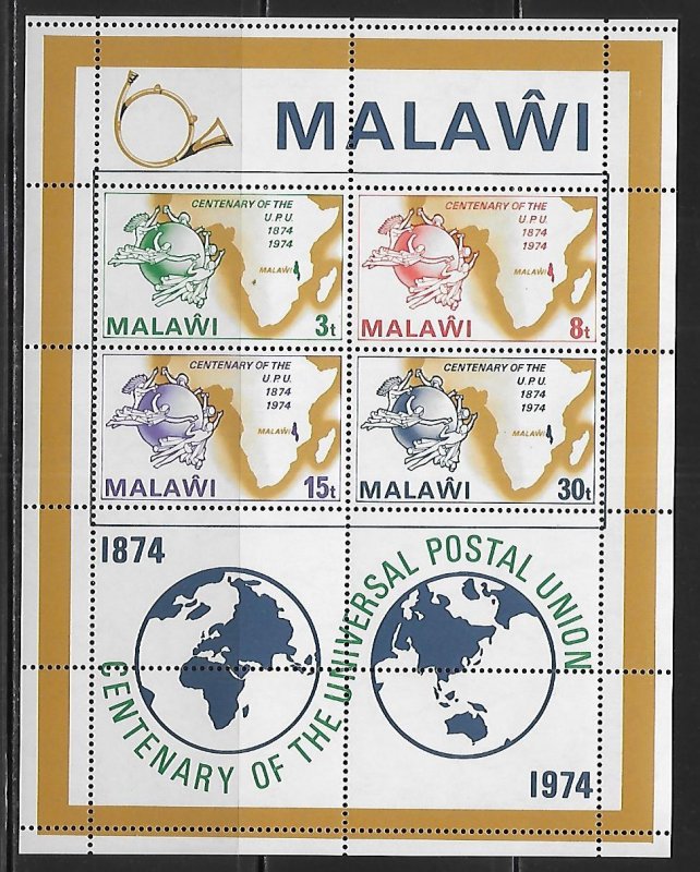 Malawi 224a 100th UPU s.s. MNH
