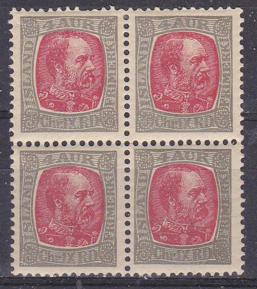 Iceland  35 MNH 1902 4a Christain Defin. in Block of 4 CV...