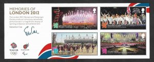 SE)2012 GREAT BRITAIN, MEMORIES OF LONDON, LONDON OLYMPIC GAMES, 4 STAMP MINISHE