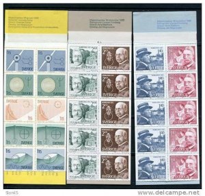 Sweden 1980 Booklets Panes  Sc 1342A 1344A 1317A  FA H326-7 H319 MNH  Nobel Priz