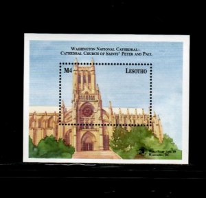 Lesotho 1989 - Washington Cathedral - Souvenir Stamp Sheet - Scott #741 - MNH