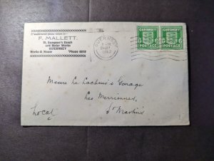 1942 England British Channel Islands Cover Guernsey CI Local Use F Mallett