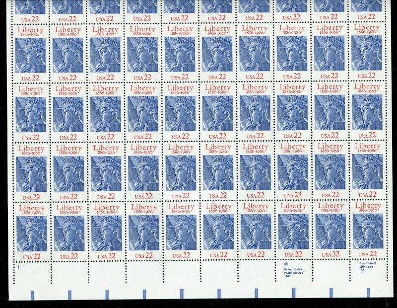 Scott # 2224 Liberty 22¢ Sheet of 50  MNH 1986