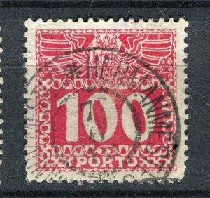 AUSTRIA; 1908 early Eagle Postage Due issue fine used 100h. value
