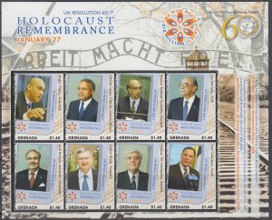 GRENADA Sc # 3663 MNH SHEET of  8 DIFF HOLOCAUST REMEMBRANCE DAY