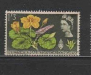 GREAT BRITAIN #417 1964 1sh3p FRINGED WATER LILY F-VF USED b